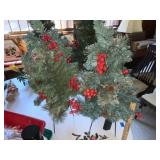 (2) Holly Berry Lighted Topiarres