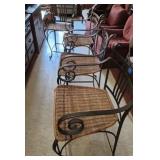 Set of 4 Wrought Iron Bar Stools