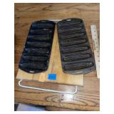 (2) Cast Iron Bread Pans + Cutting Board