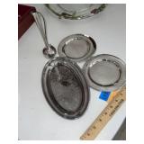 Silver Plate Trays & Vase (4)