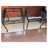 Pr of Iron Base Tables (1 Glass missing)