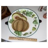 Vintage European Platter & Wood Base Grp (7 pcsg