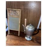 Vintage Coffee Perculator & Lingerie Wash Board