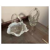 (2) Vintage Glass Baskets