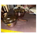 (2) Corning Visions Amber Sauce Pans