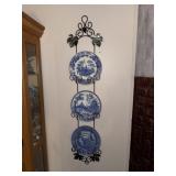 Blue & White Decorator Plates & Rack