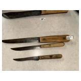 (3) Vintage Old Hickory Kitchen Knives