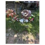 (2) Large Metal Yard Flower Decor
