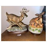 Porcelain Buck Deer & Deer Music Box