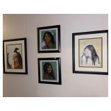 (4) Framed Native American Paintings & Pictures