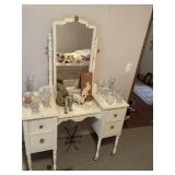 Antique White Vanity & Stool