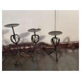 Set of 3 Metal Candle Stands