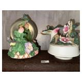 Porcelain Hummingbird Music Box + Snow Globe