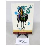 Wayne Gao or Of the Style Painted Horse Tile