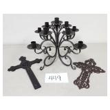Wrought Iron Candle Holder, Crosses (No Ship)