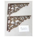 2 Vintage Cast Iron Hummingbird Shelf Brackets