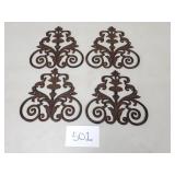 4 Vintage Cast Iron Decorative Wall Hangings Decor