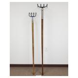 (2) Curved Tine Pitch / Manure Forks (No Ship)