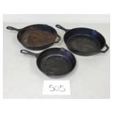 3 Lodge Cast Iron Skillets (No Ship)
