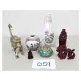 Chinese Vases, Teapot, Figurines (No Ship)