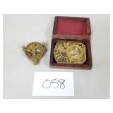 2 Brass Sundial Compasses