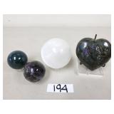Polished Crystal Gemstone Orbs / Spheres and Heart