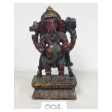 Ganesha Carved Wood Painted Statue (No Ship)