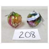 2 Glass Eye Studio Hand Blown Art Glass Ornaments