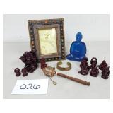 Tibetan Prayer Wheel, Buddha Figurines, Frame