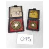 2 Chinese Feng Shui Compasses in Boxes