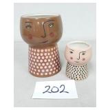 2 Opalhouse Stoneware Face Planter Pots (No Ship)