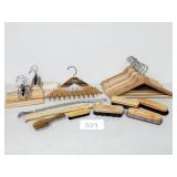 Wood Hangers, Shoe Shine Brushes (No Ship)