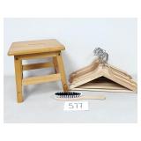 Wood Clothes Hangers, Step Stool (No Ship)