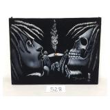 Signed Velvet Bob Marley & Skull Painting (No Ship