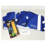 3 Blue Reflective Safety Vests + Lighted Armband