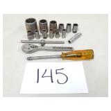 Vintage Plumb / Plomb Ratchet, Sockets, Driver