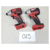 2 Milwaukee M18 1/4' Hex Impact Driver Drills