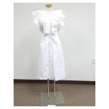 New Women's Pleated Ruffle Sleeve V-Neck Dress