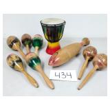 Wood Maracas, Guiro & Small Djembe (No Ship)