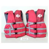 2 Adult X2O Red Life Vests / Jackets (No Ship)