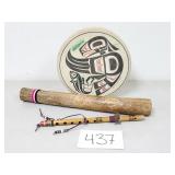 Native American Drum, Rainstick, Flute (No Ship)