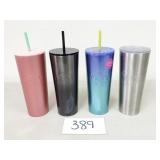 4 Starbucks 24oz Metal Tumblers / Cold Cups