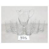 Large Glass Pitcher and Beverage Glasses (No Ship)