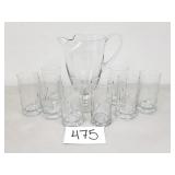 Large Glass Pitcher and Beverage Glasses (No Ship)