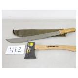 Collins Camp Axe & Wood Handle Machete (No Ship)