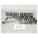 Craftsman 3/8" Drive Sockets and Ratchet Lot