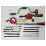 Vintage Hand Drill and Wood Auger Drill Bits