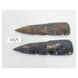 2 Knapped Steel Axe / Hatchet Heads