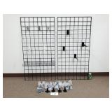2 Metal Wire 2x4 Wall Grid Panels + Accessories