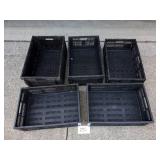 5 Folding Collapsible Stackable Storage Crates